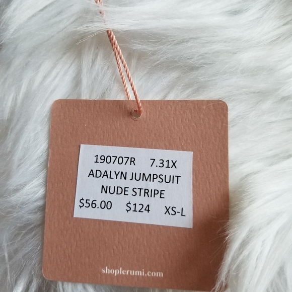 New Le Rumi Revolve Jumpsuit Short Sleeve Striped - Picture 4 of 5